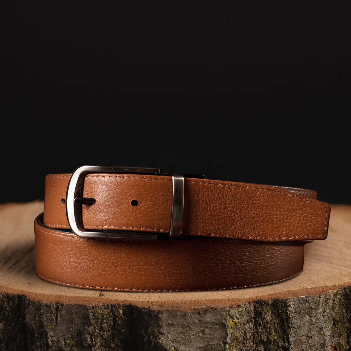 The Harvey Dent reversible pebble grain leather belt