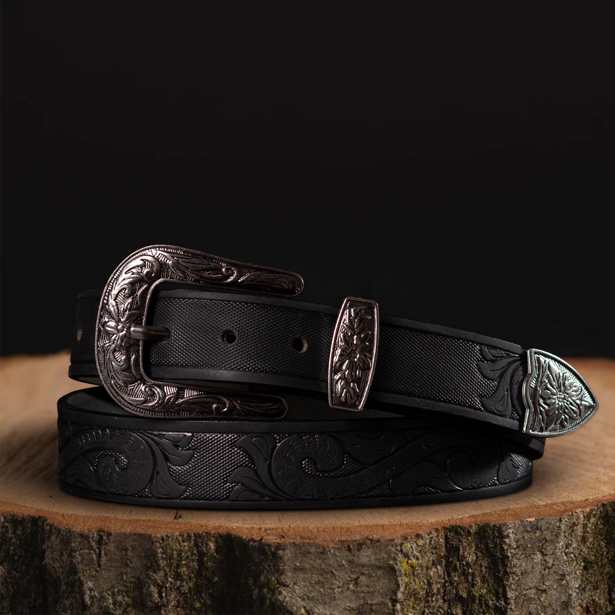 The High Noon western hand-tooled leather belt