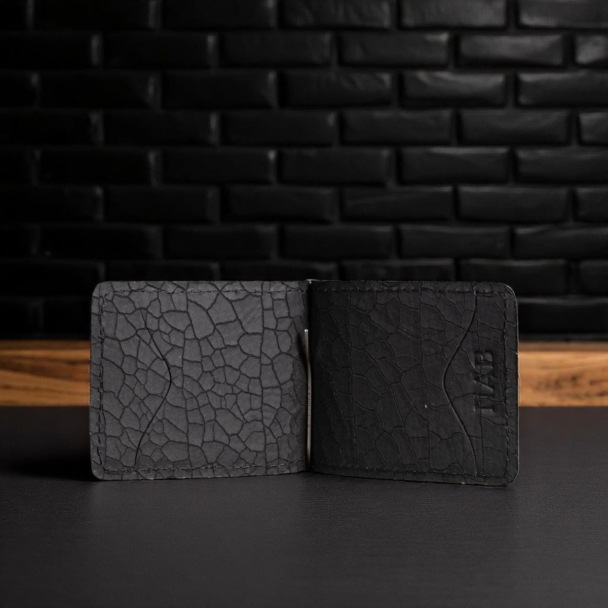 The Pinnacle limited edition black crackled money clip wallet