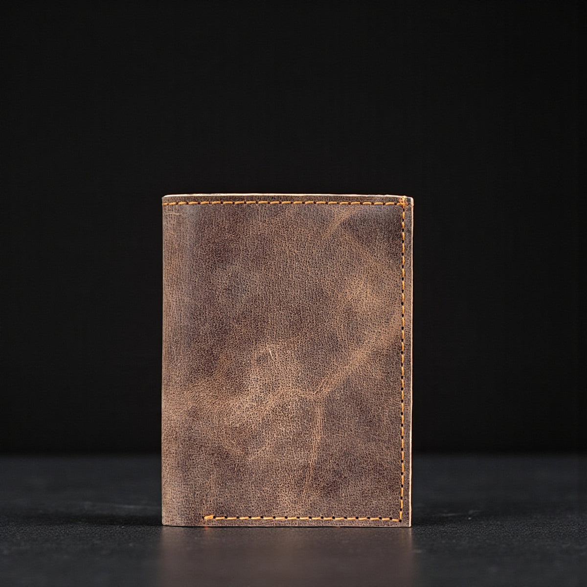 Meraki full-grain leather trifold wallet in brown