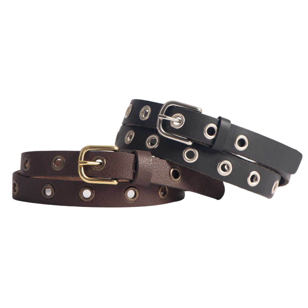 Exene 2-piece slim leather belt gift set