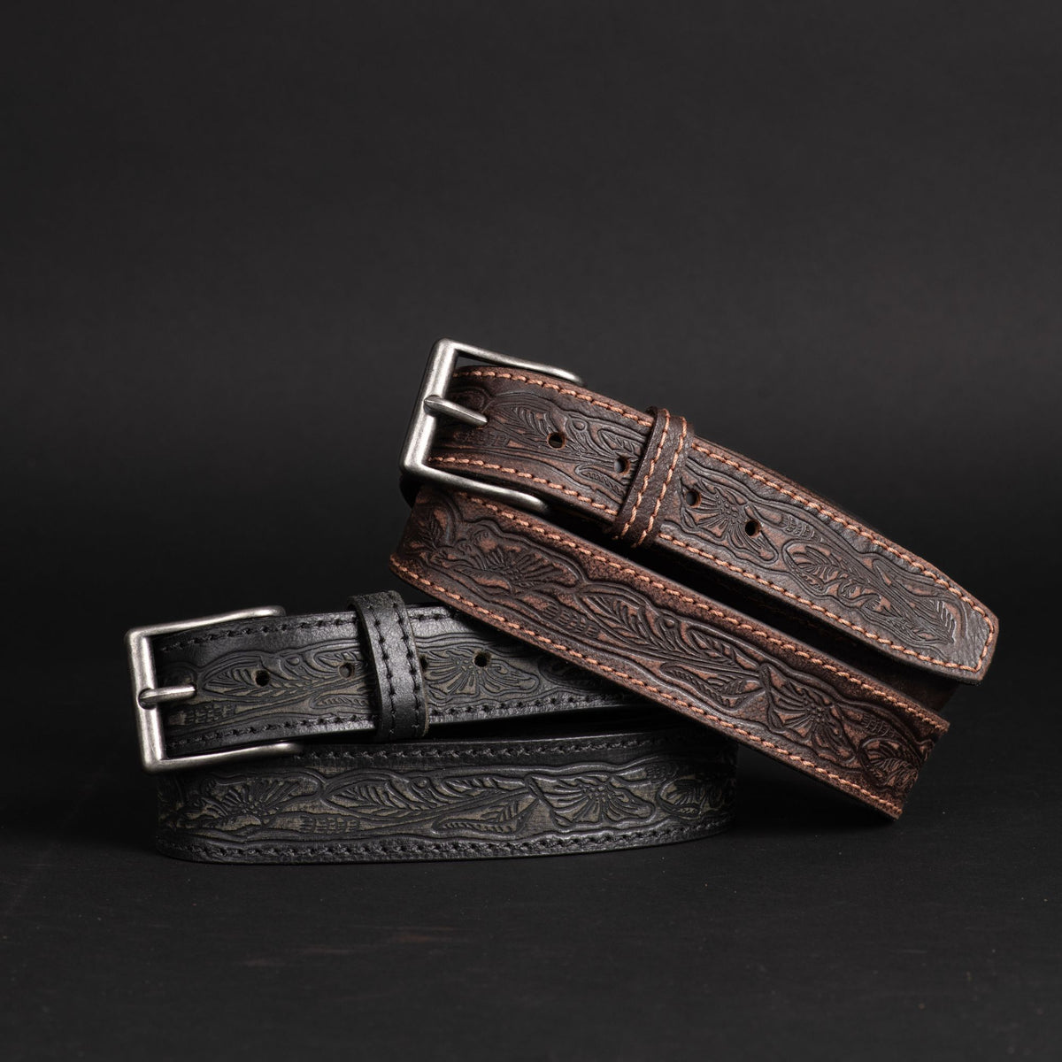 The Wayfarer western embossed leather belt