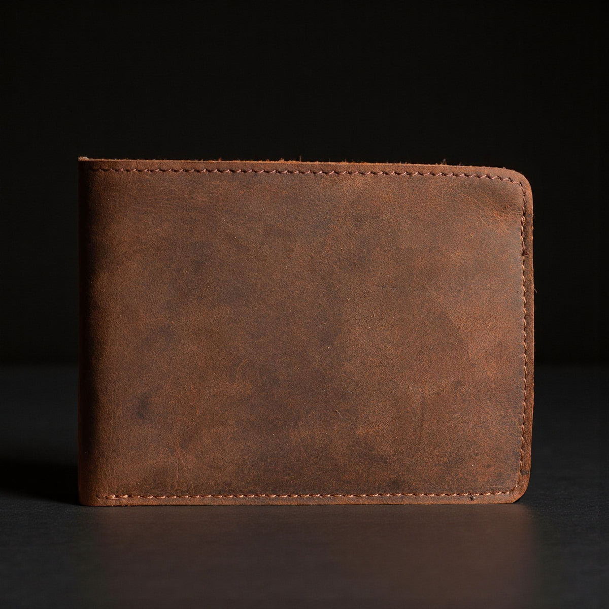 Flex distressed leather flexible wallet in cognac