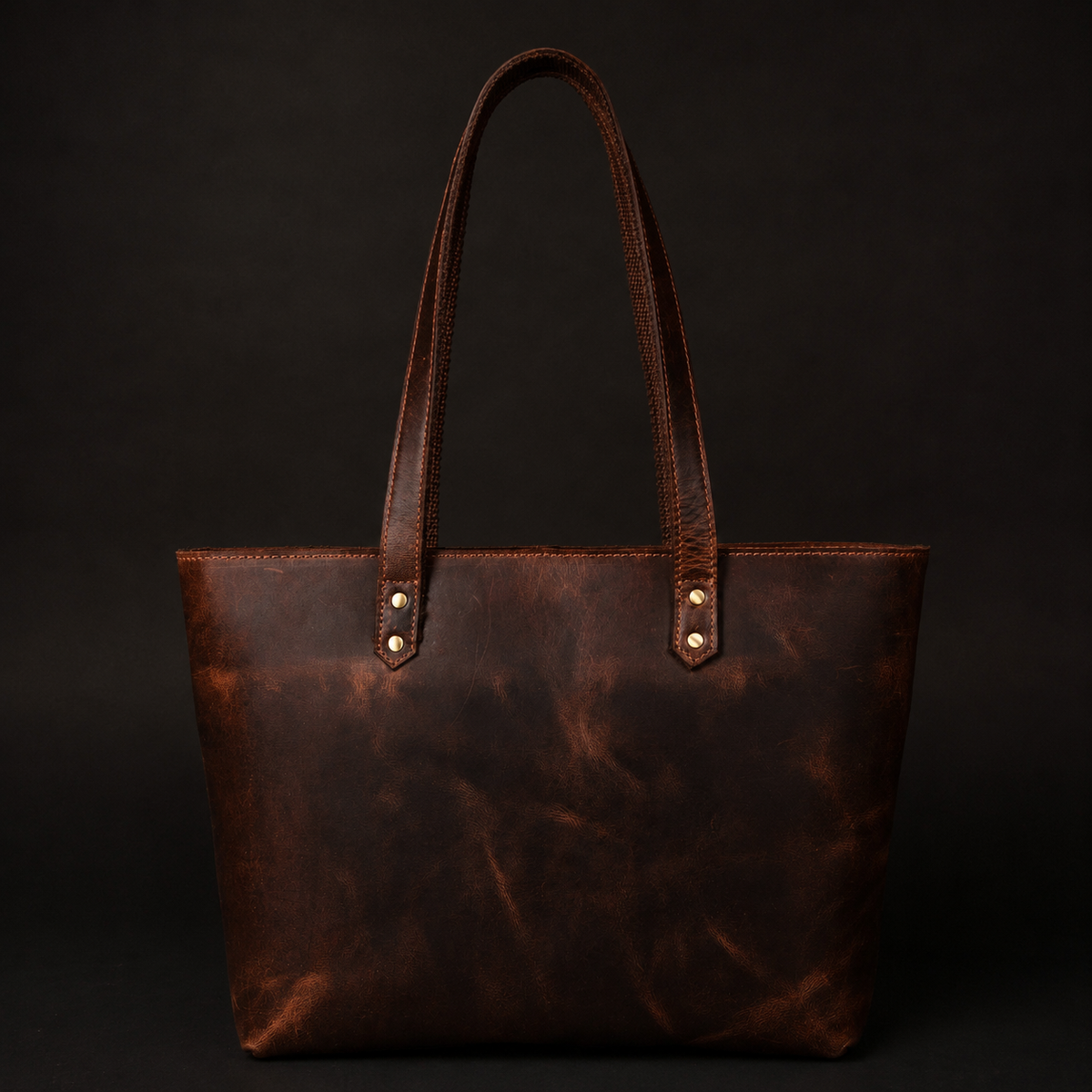 Classic brown leather tote bag