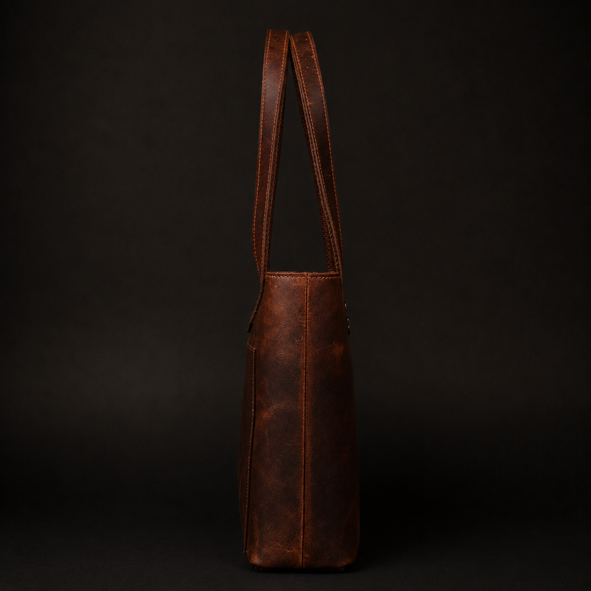 Classic brown leather tote bag