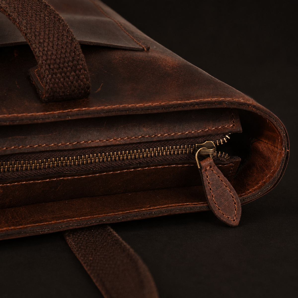 Classic brown leather tote bag