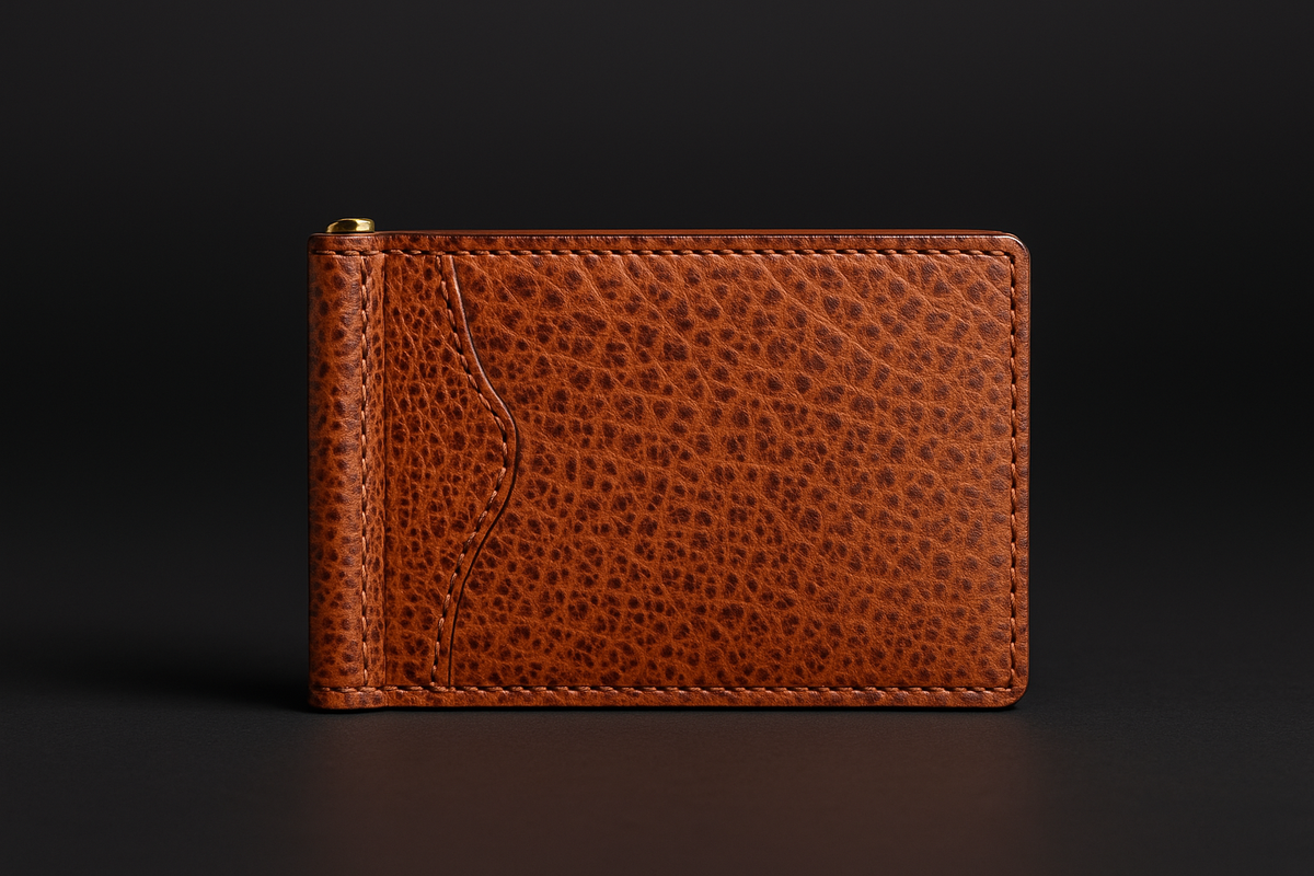 The Maverick slim bison leather money clip wallet