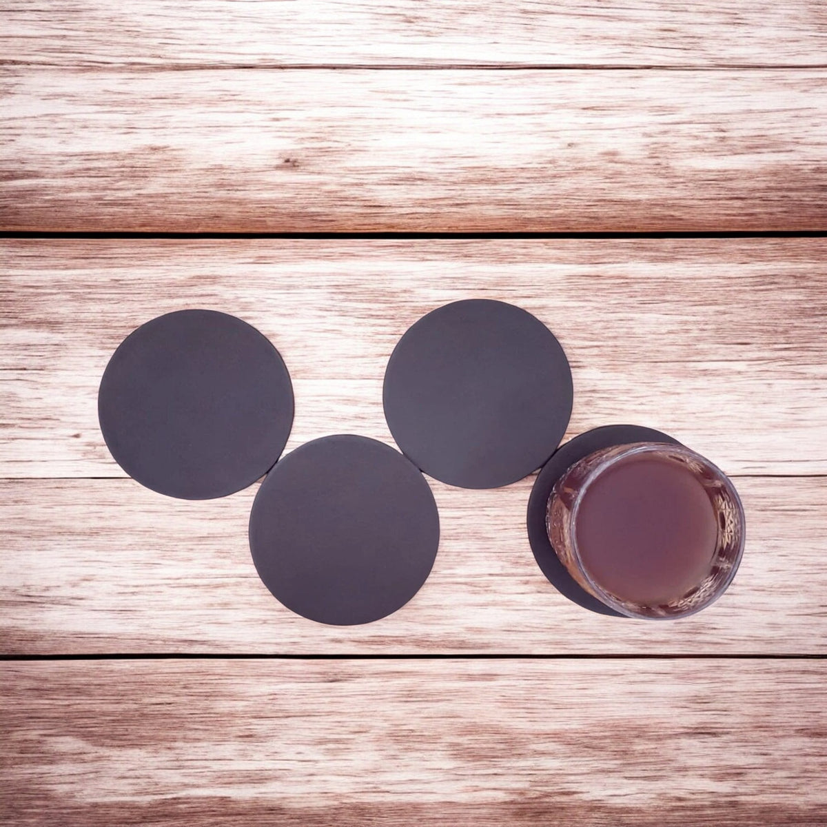 Round distressed leather coasters