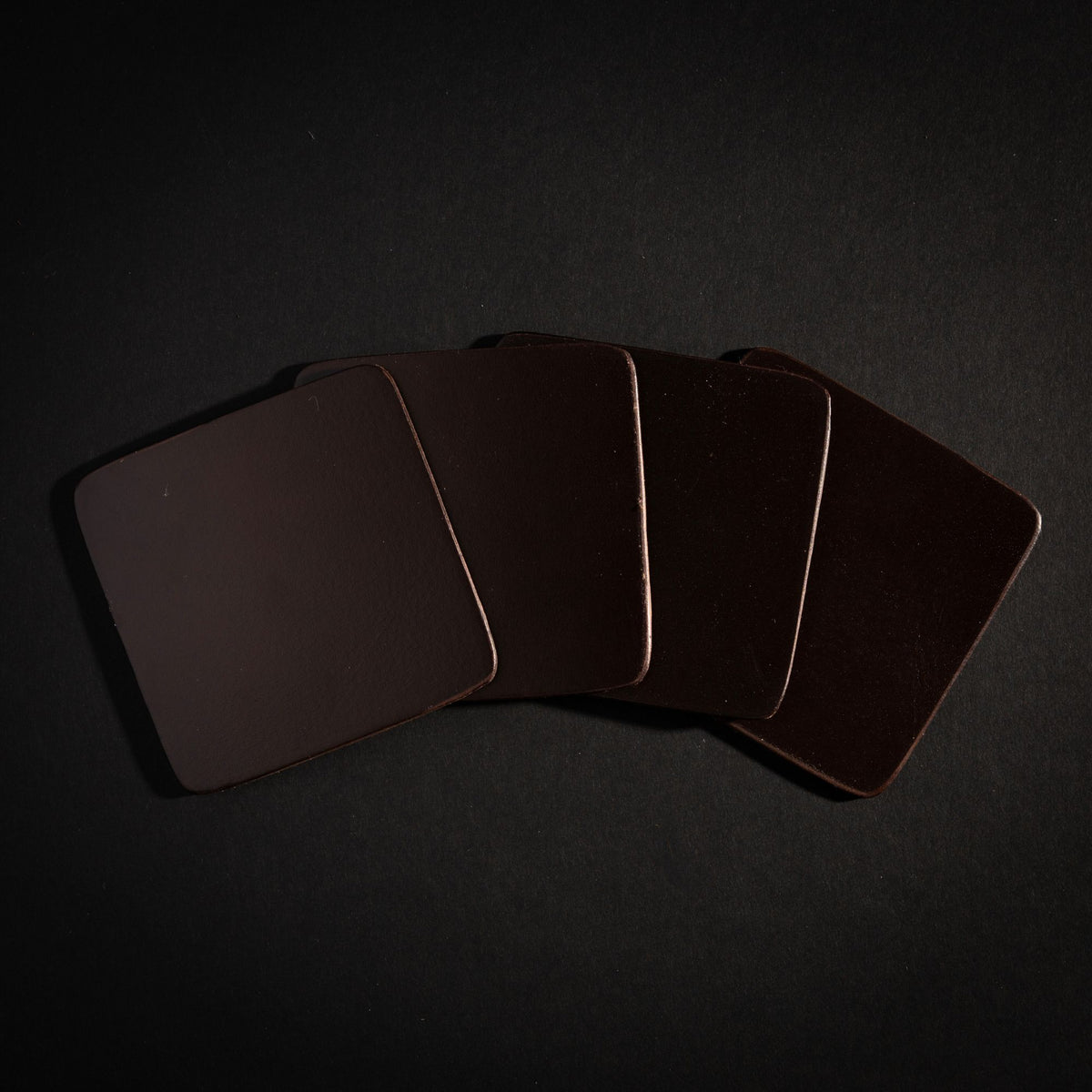 Square distressed leather coasters