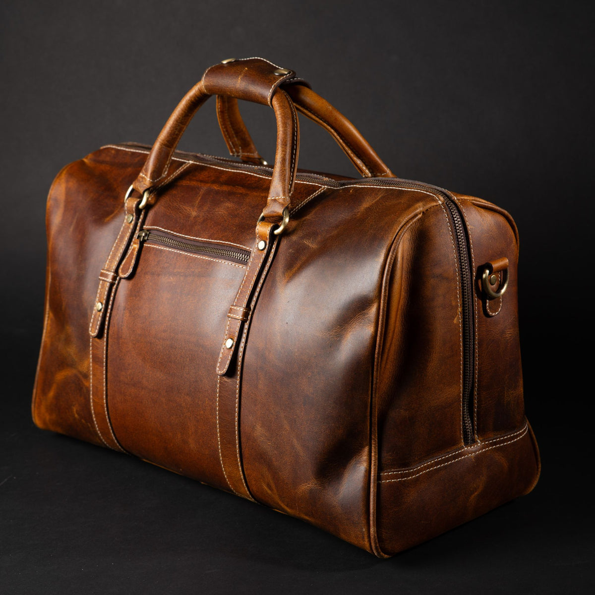 The Wayfarer cognac full-grain leather duffle bag