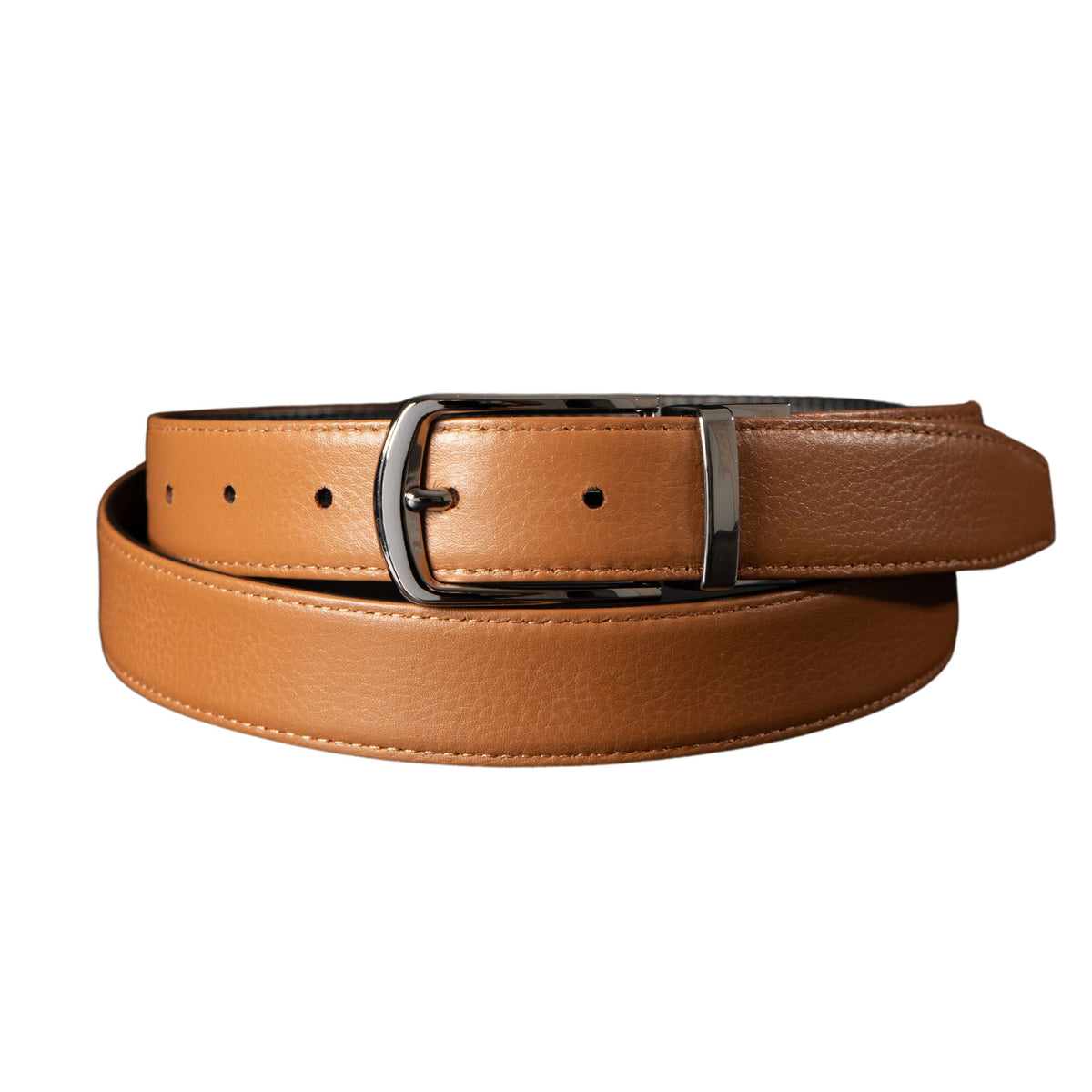 The Harvey Dent extra slim 30 mm reversible stitched pebbled leather belt