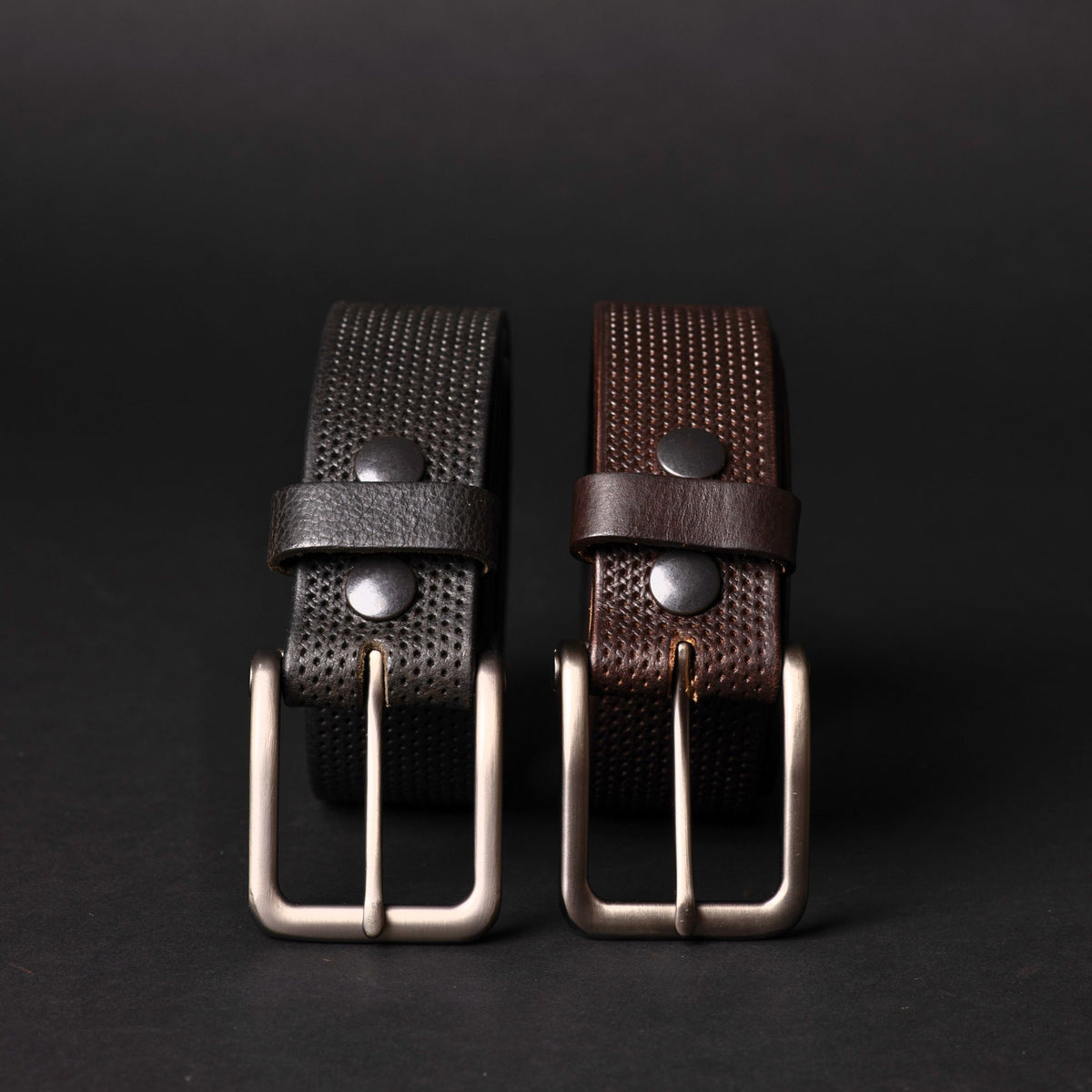 The Matrix brown perforated full-grain leather belt