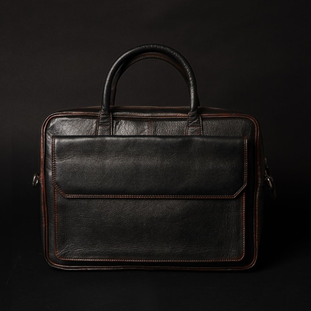 Ember hand-dyed full-grain leather laptop bag