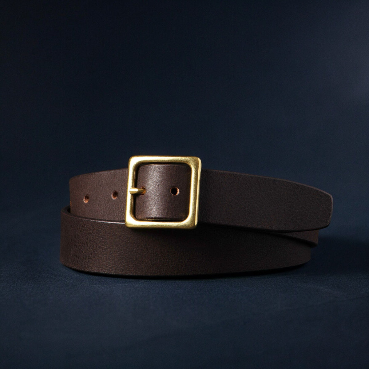 Sophie leather dress belt with gold square buckle