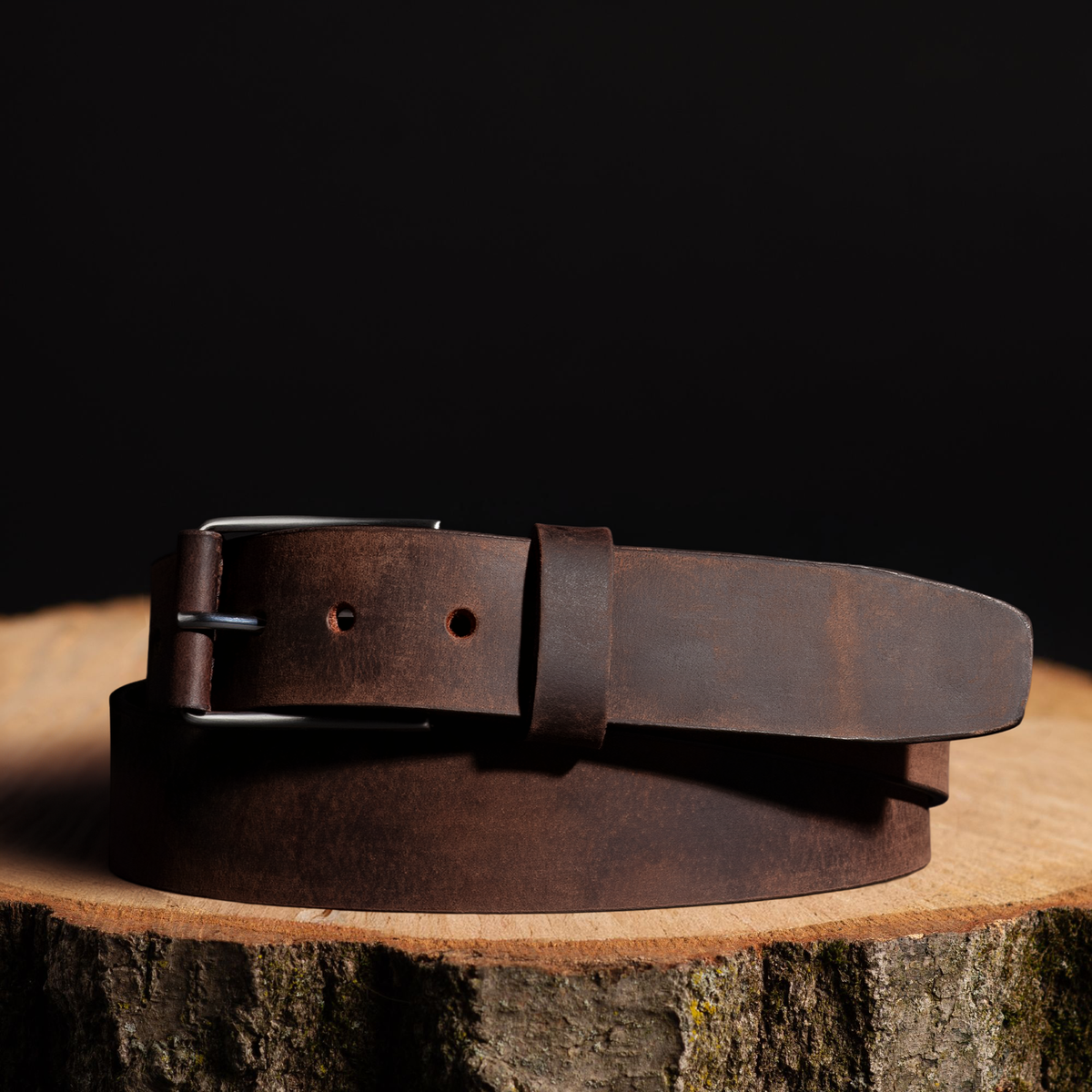 The Spartan leather belt with leather wrapped buckle