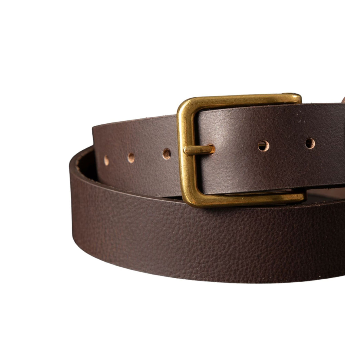 The Alchemist long semi-rounded brass belt buckle, 40 mm