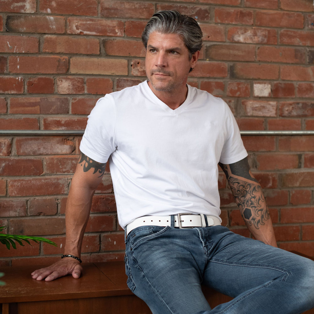 The Fairway Belt, white full-grain leather belt