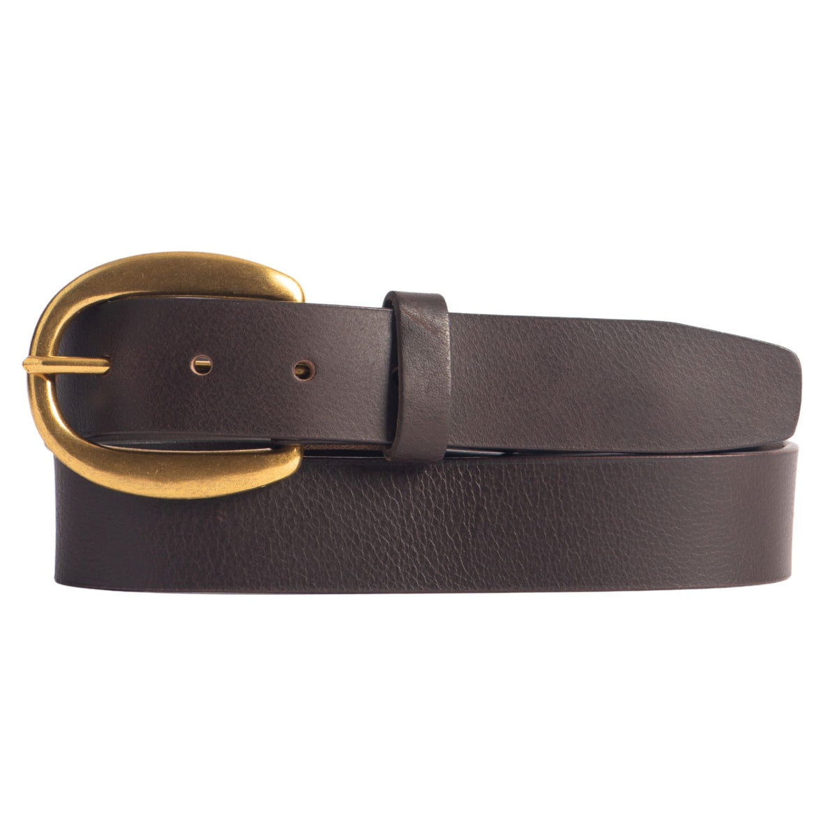 Kyra brown leather belt with round buckle