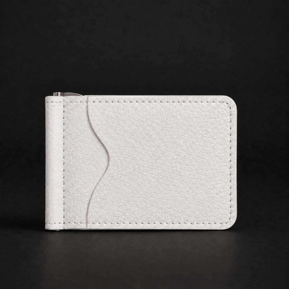 The Ivory white slim money clip pebble grain leather wallet