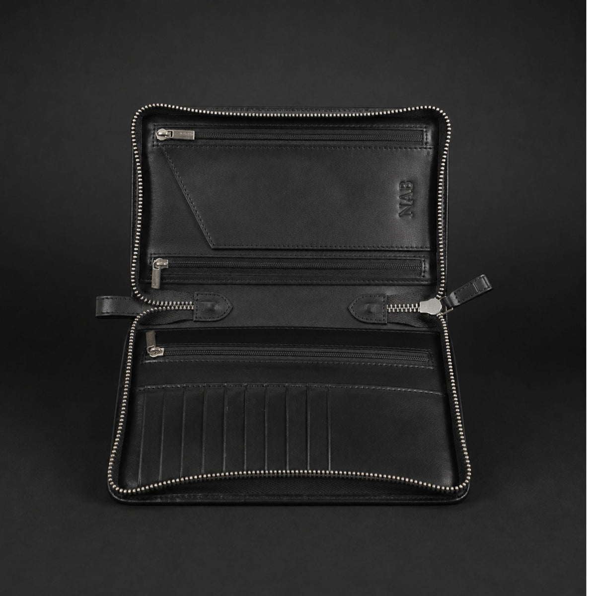 The Onyx black nappa leather travel organizer