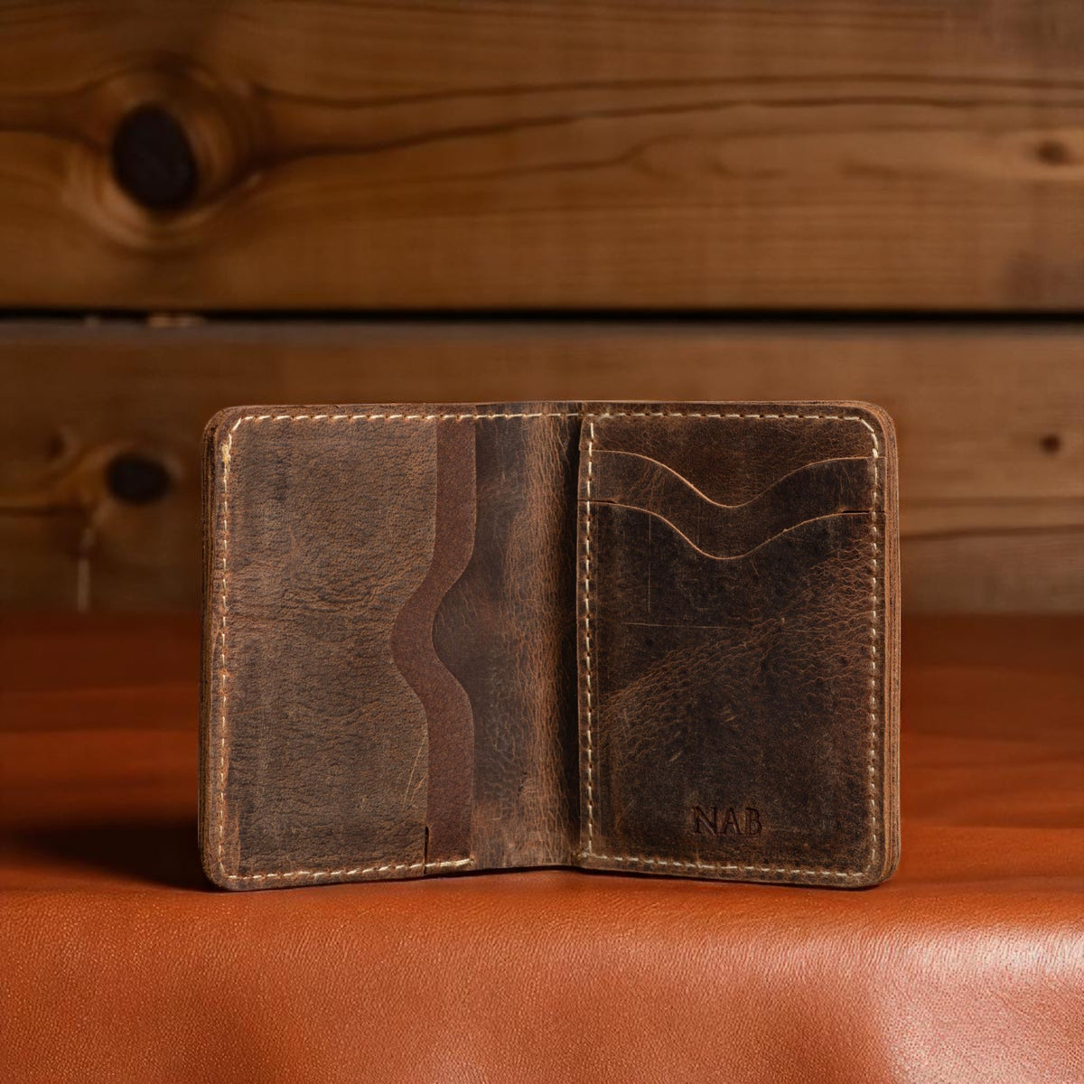The Driftgrain brown full-grain leather card holder wallet