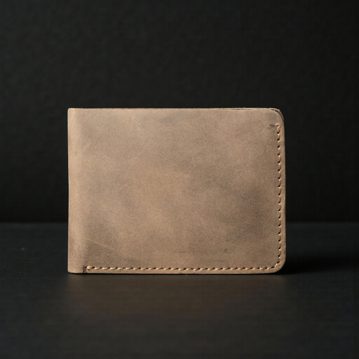 Dollar size full-grain leather wallet in grey