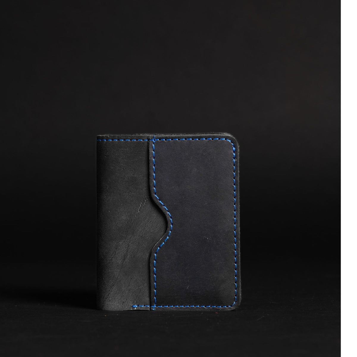 The Diablo black leather card holder with red stitching