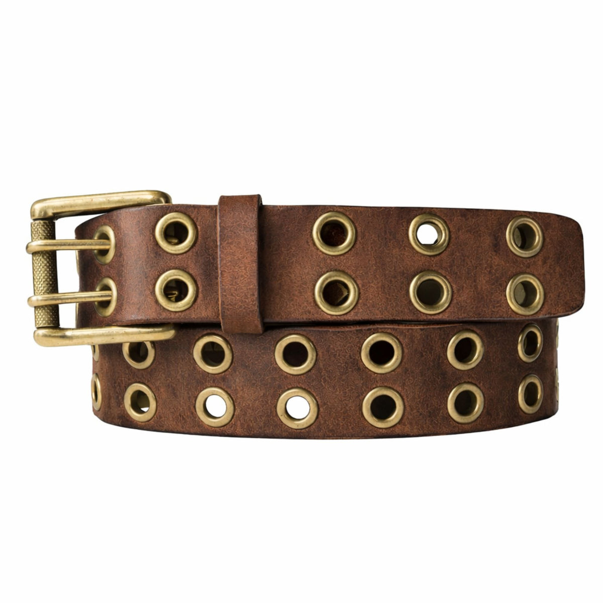 The Brixton vintage brown double grommet leather belt