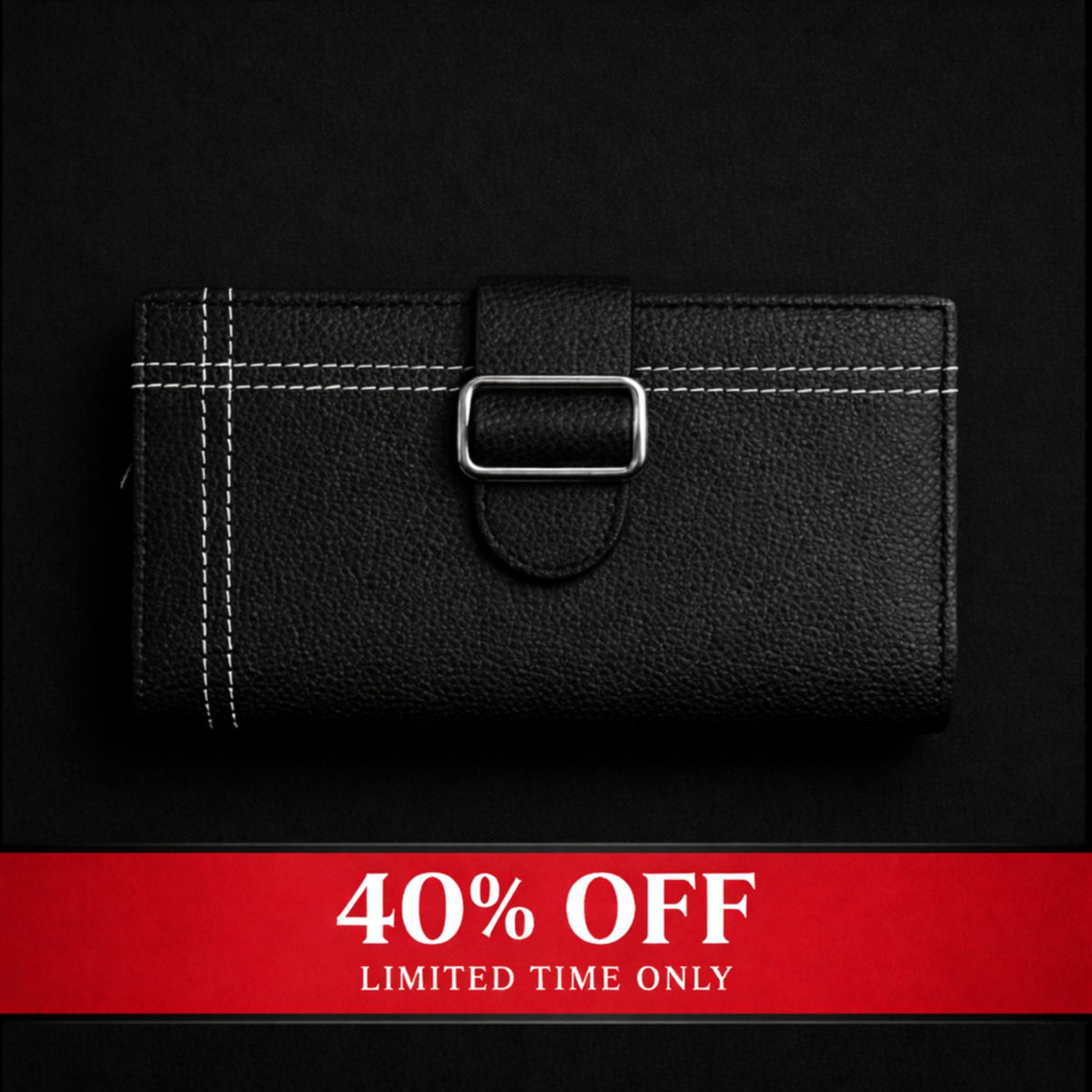 Madison women's pebble grain leather wallet in black
