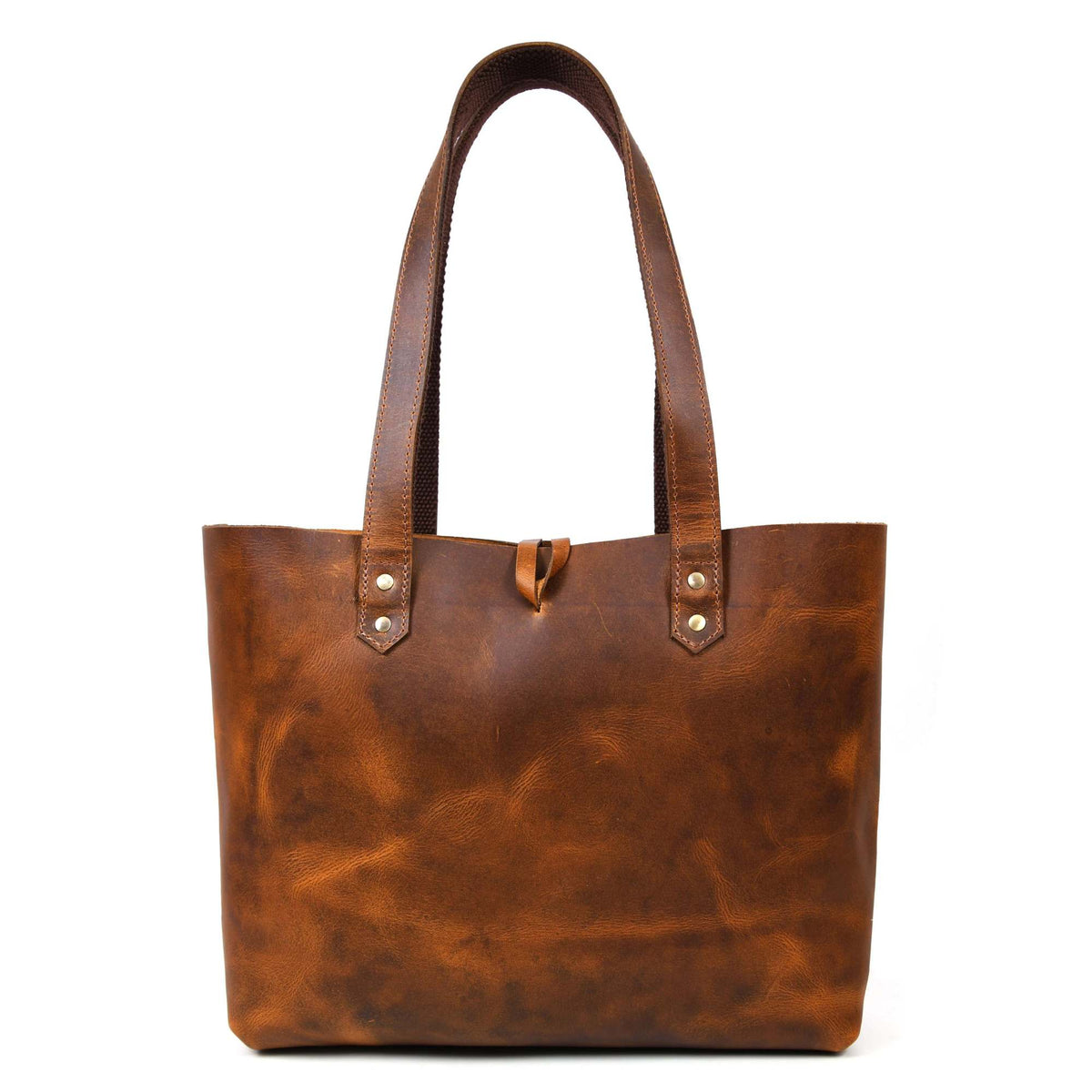 Tolredo cognac leather tote bag with leather closure