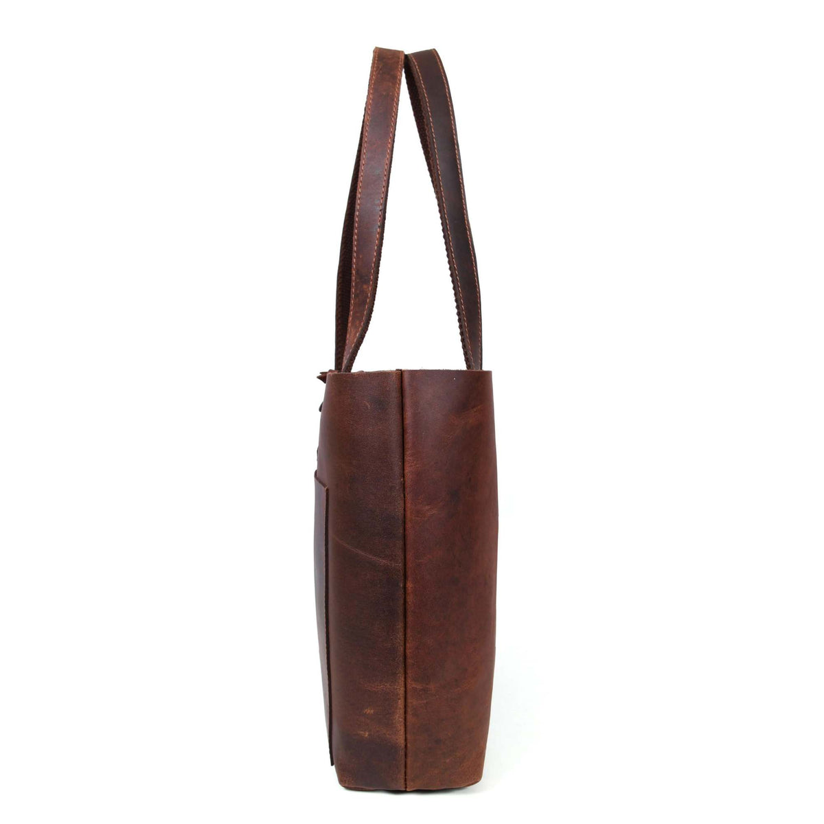 Tolredo brown leather tote bag with leather closure