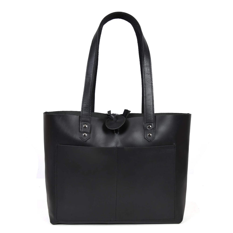 Tolredo - Cognac Leather Tote Bag with Leather Closure