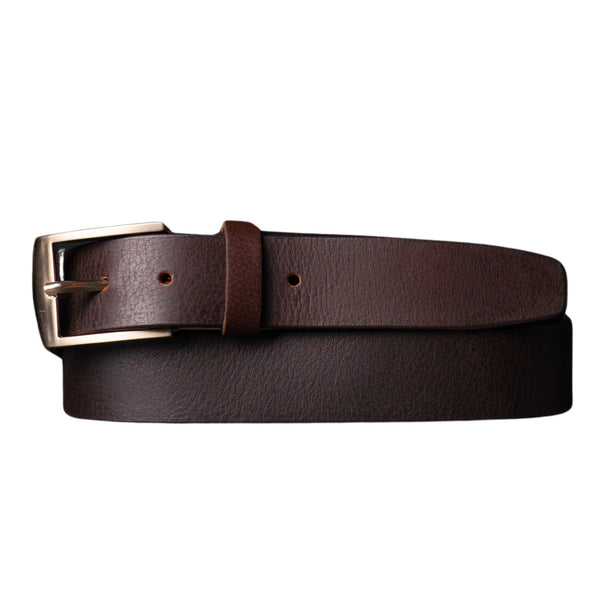 The Crest Belt - Slim Brown 100% Full-Grain Leather Belt
