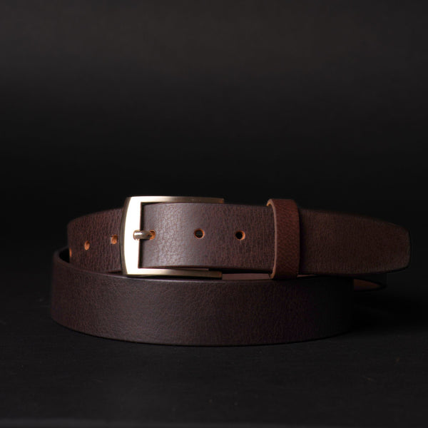 The Crest Belt - Slim Brown 100% Full-Grain Leather Belt