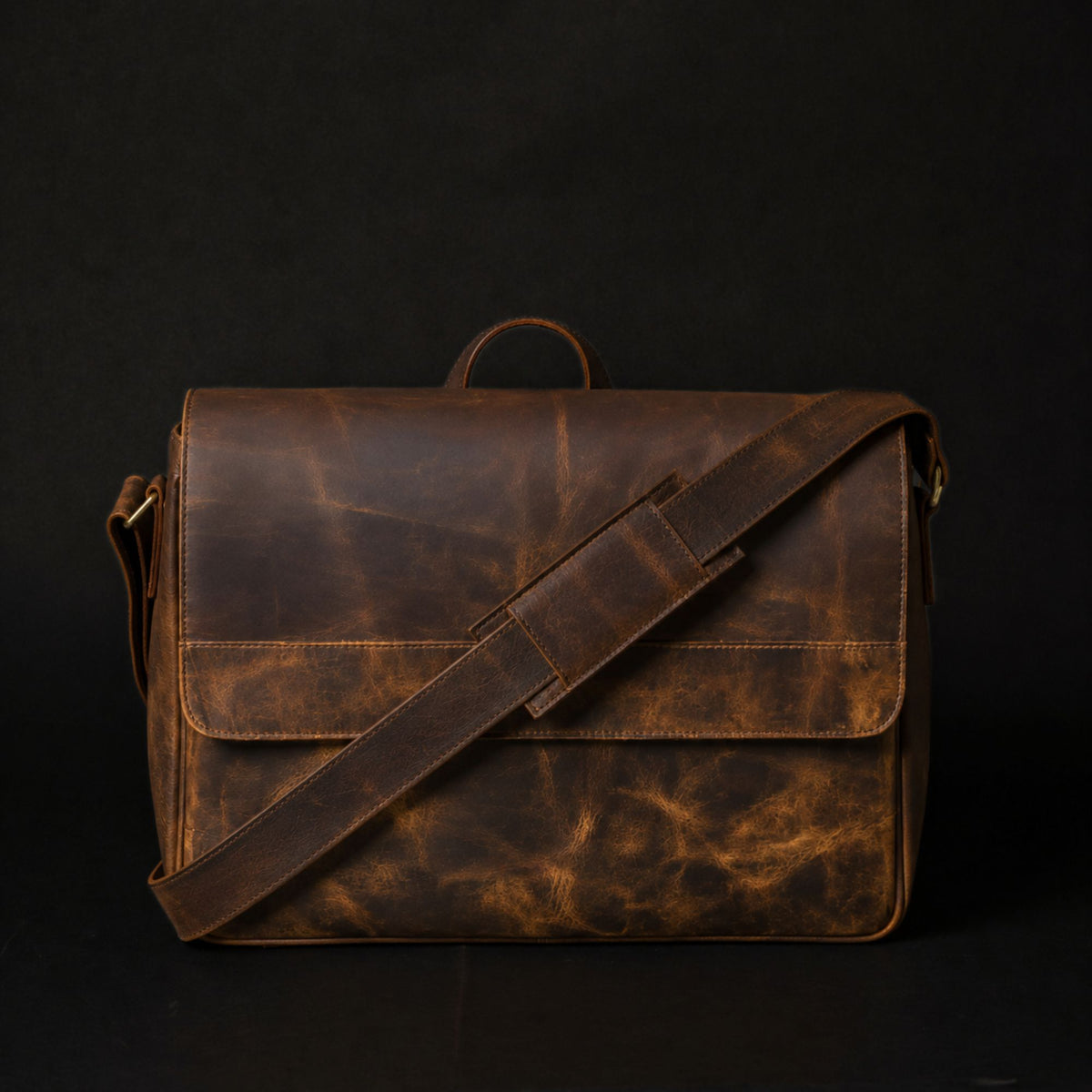 Madrid distressed full-grain leather laptop bag