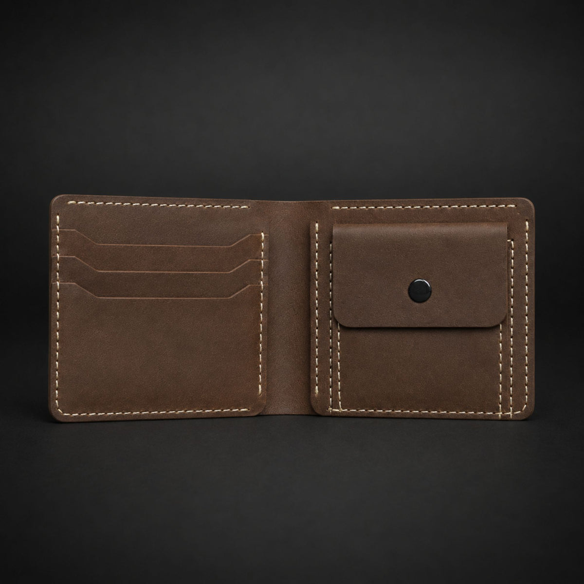 The Waypoint full-grain leather bifold coin wallet