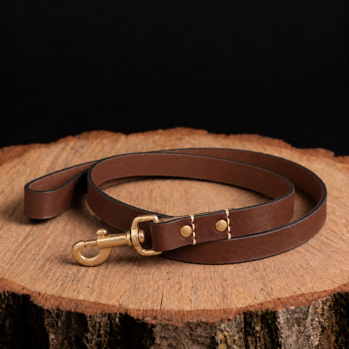 Leather dog leash, 60 inch, in brown