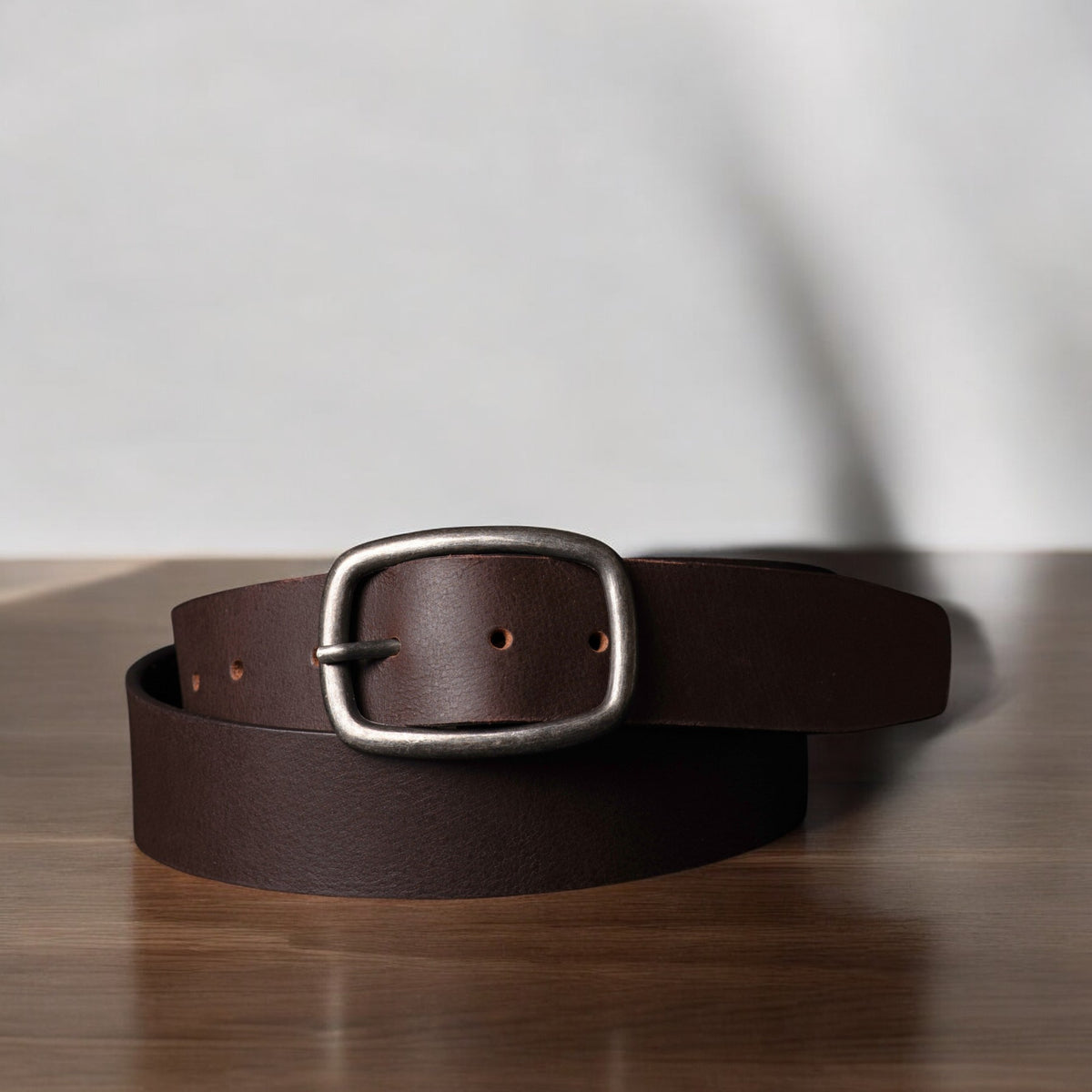 Selene black leather dress belt with silver buckle