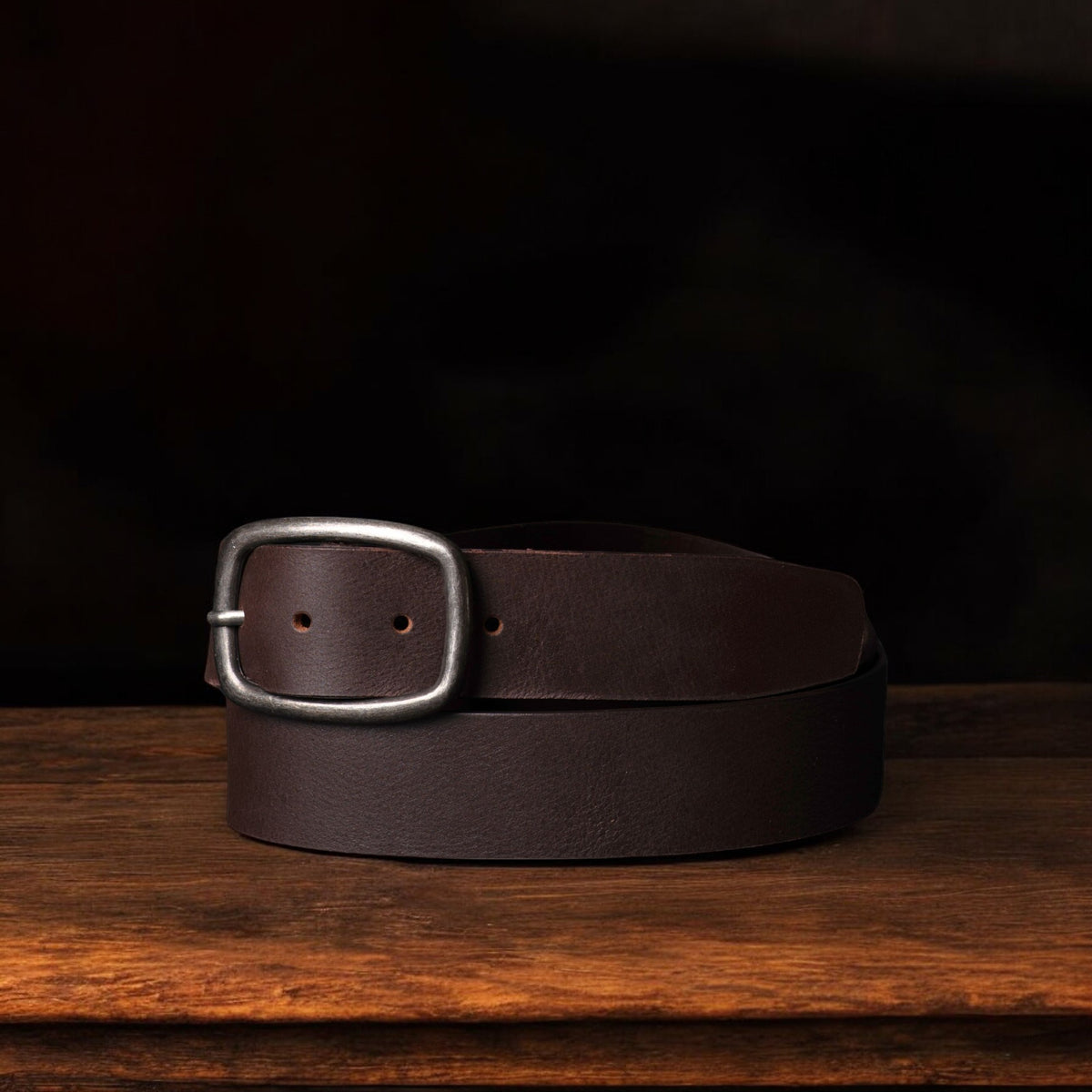 Selene black leather dress belt with silver buckle