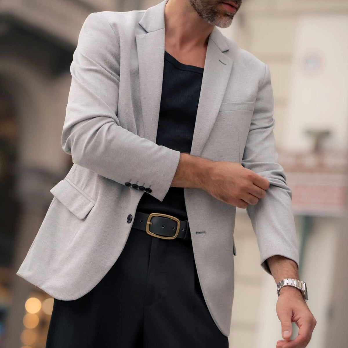 The Verona black Italian leather belt with gold buckle