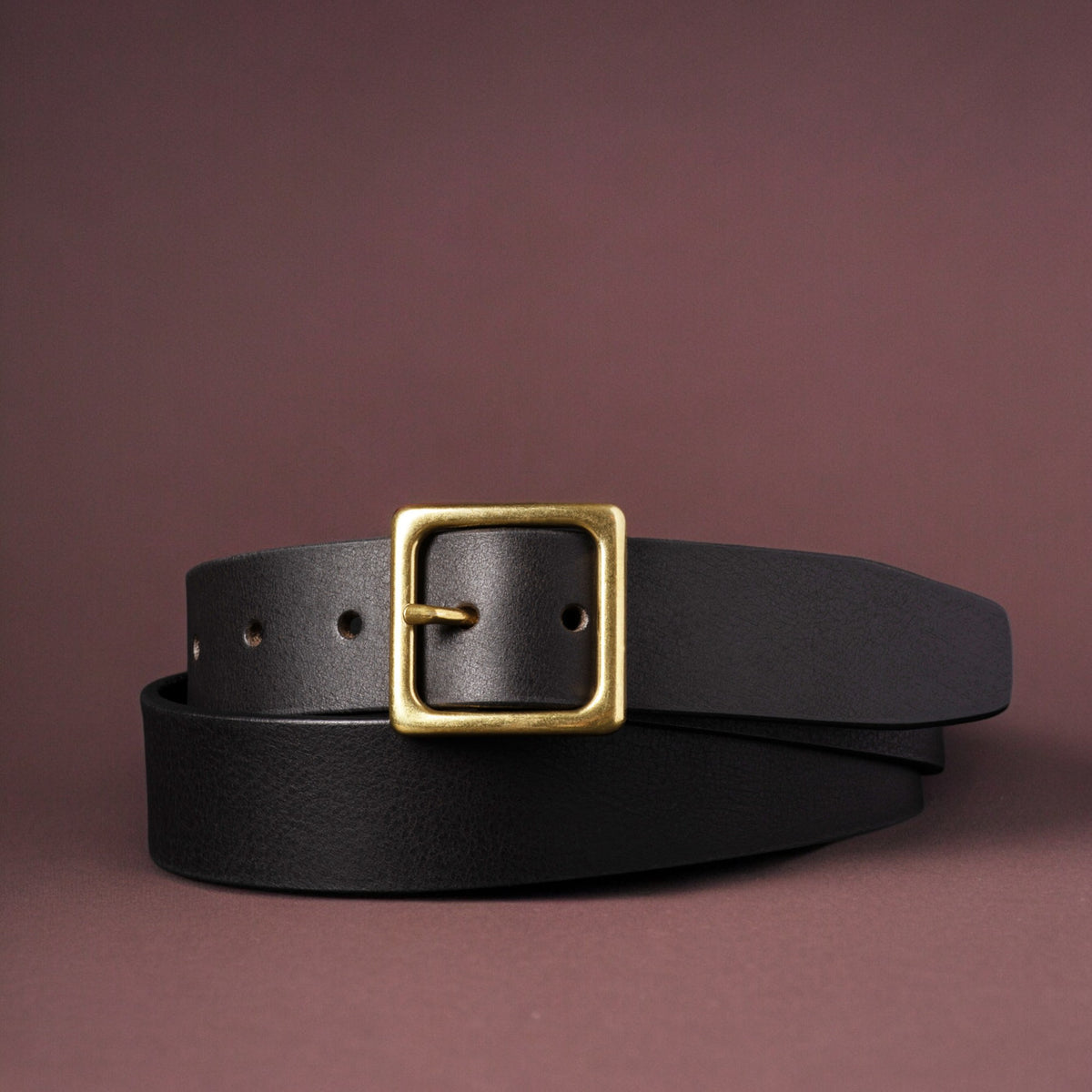 Sophie leather dress belt with gold square buckle