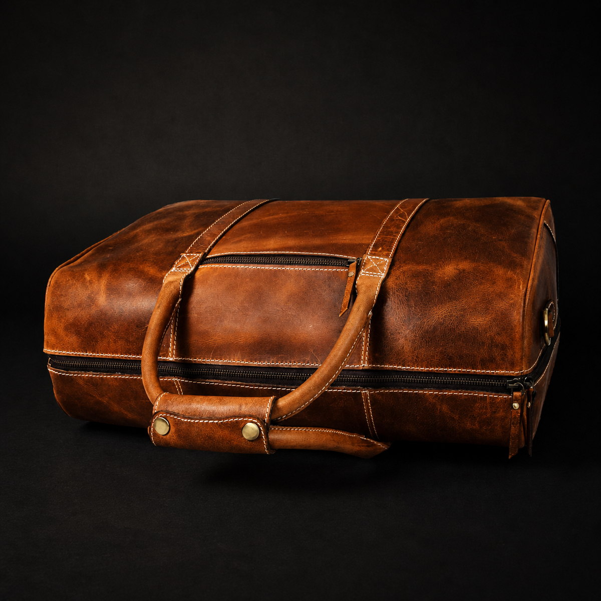 The Wayfarer cognac full-grain leather duffle bag