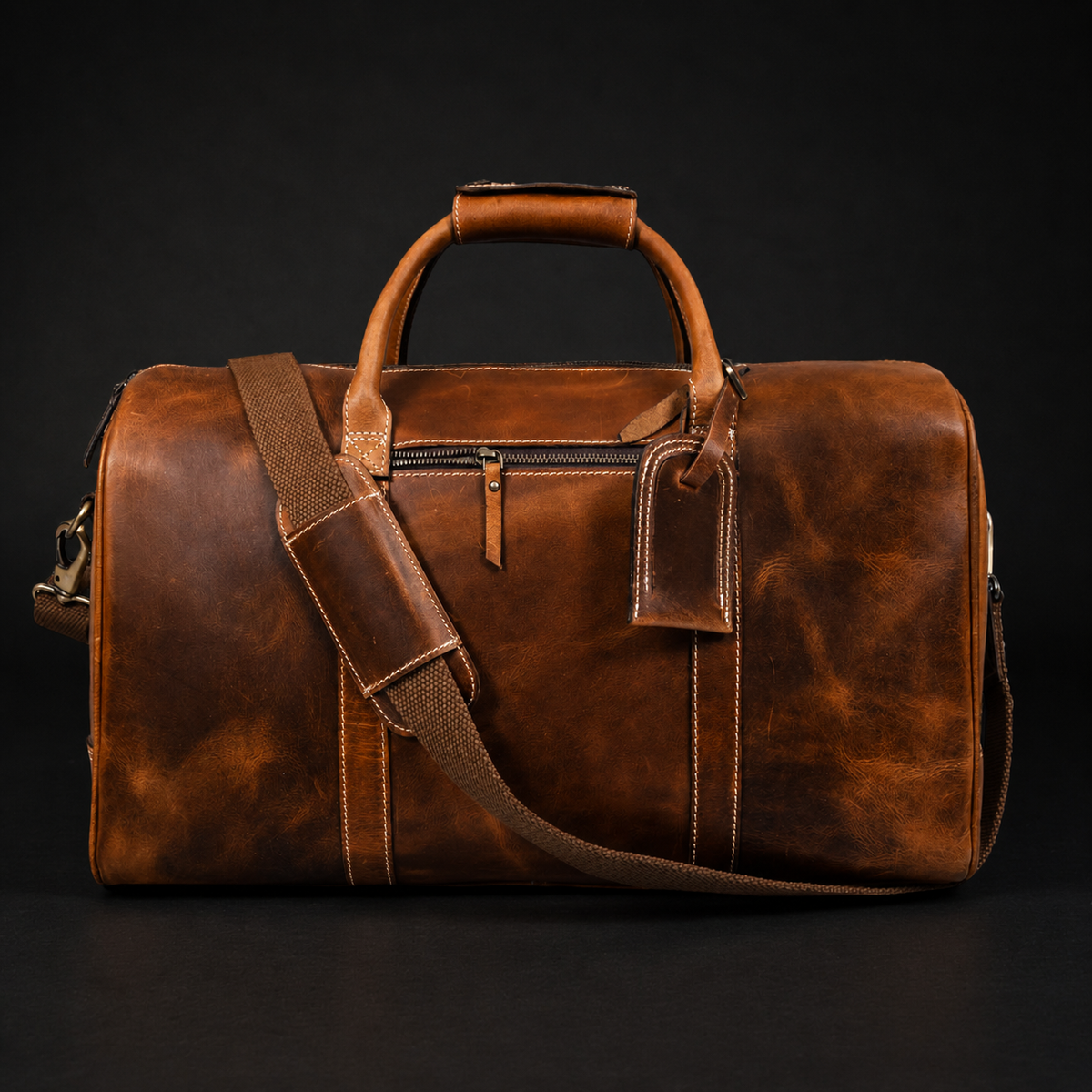 The Wayfarer cognac full-grain leather duffle bag