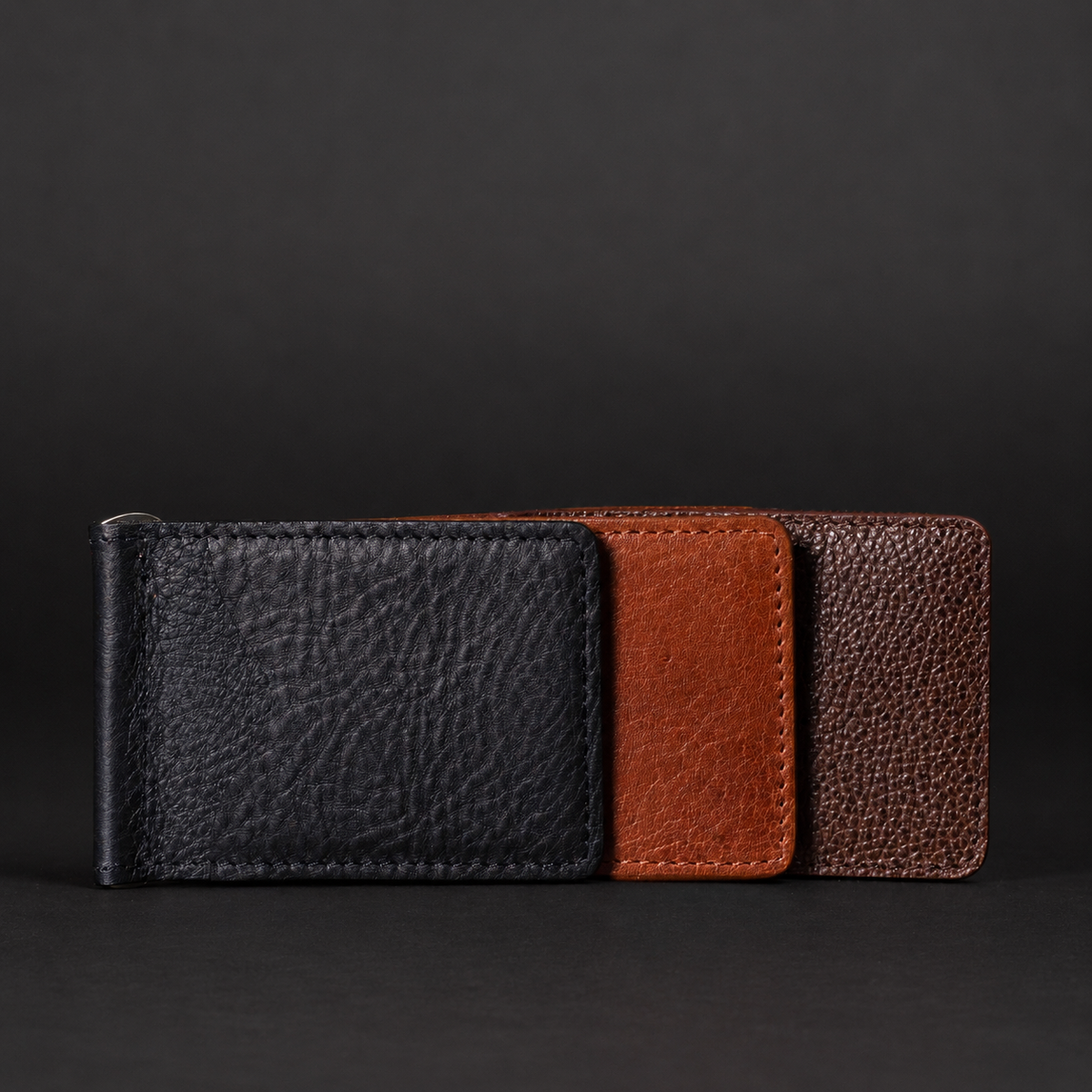 The Pinnacle slim money clip pebble grain leather wallet