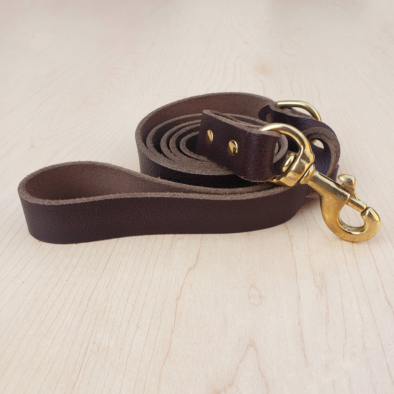Cognac Braided Leather Dog Leash 60'' - Made in Canada