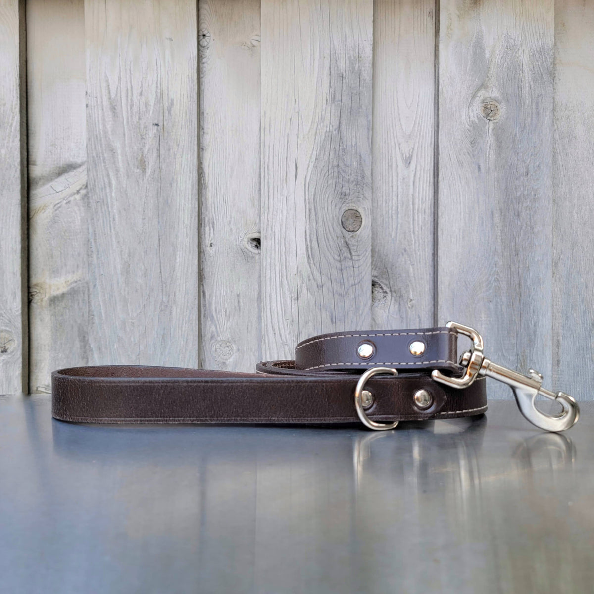 Stitched leather dog leash, 60 inch