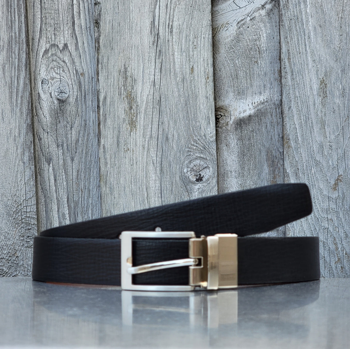 Slim reversible brown and black 30 mm leather belt