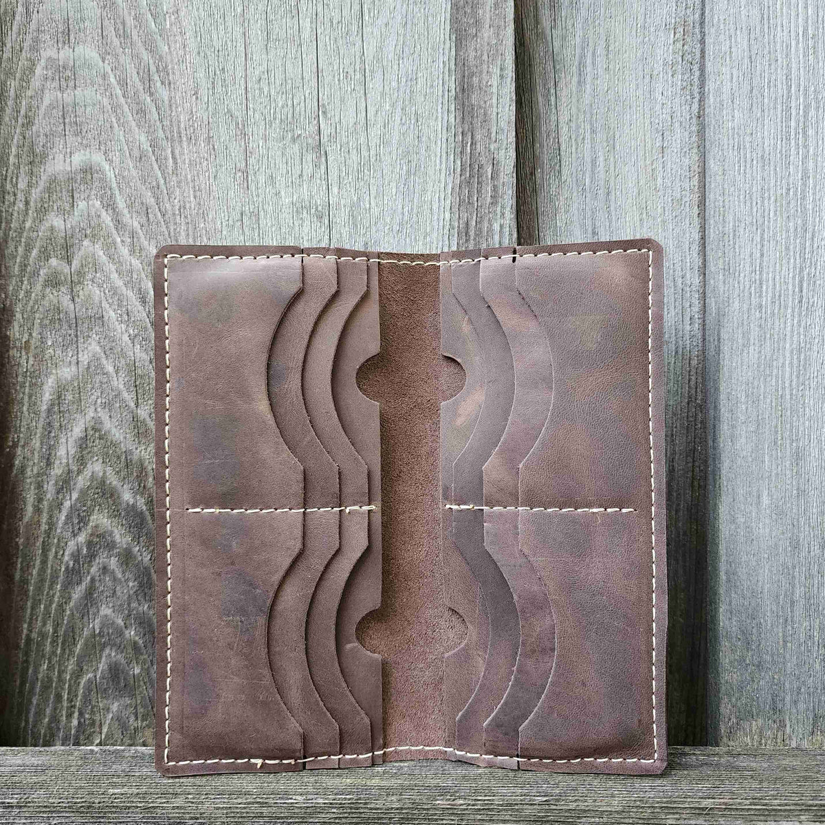 The Long Wallet, brown full-grain leather long wallet