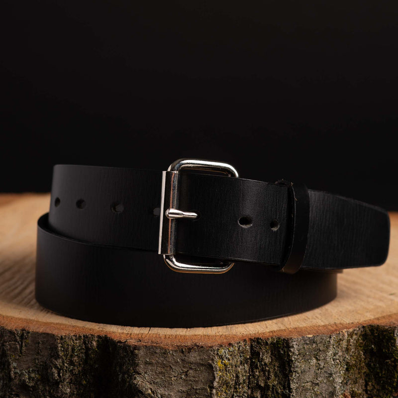 Black 45 mm 100% Full Grain Bridle Leather Belt for Jeans