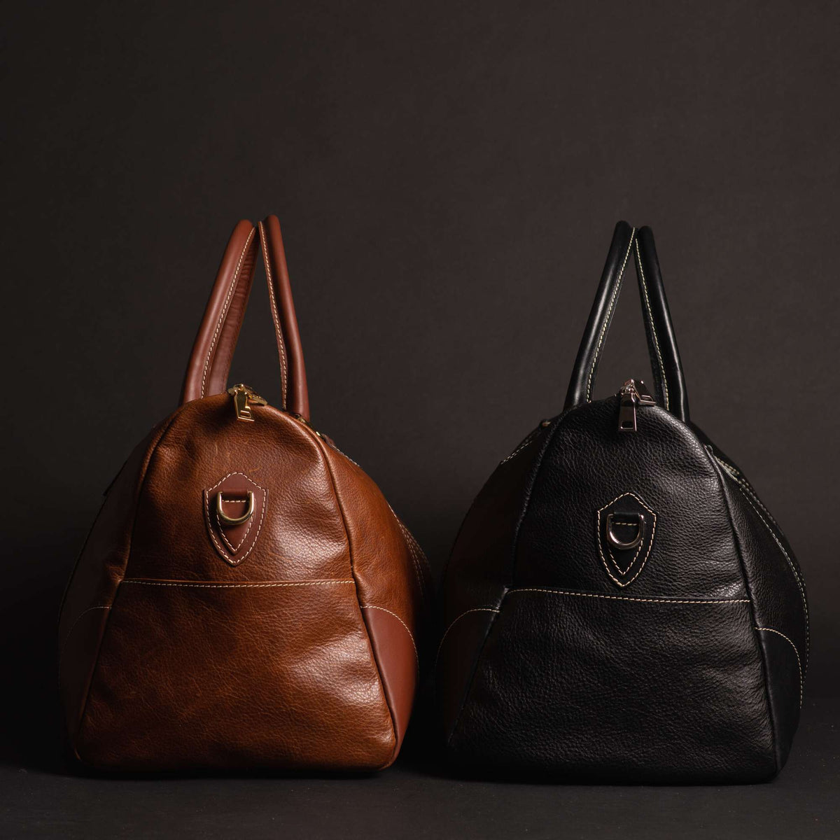 The Shield cognac full-grain leather duffle bag